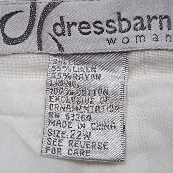 Plus Size Linen Blend With Embroidery  Size 22W - Picture 7 of 12